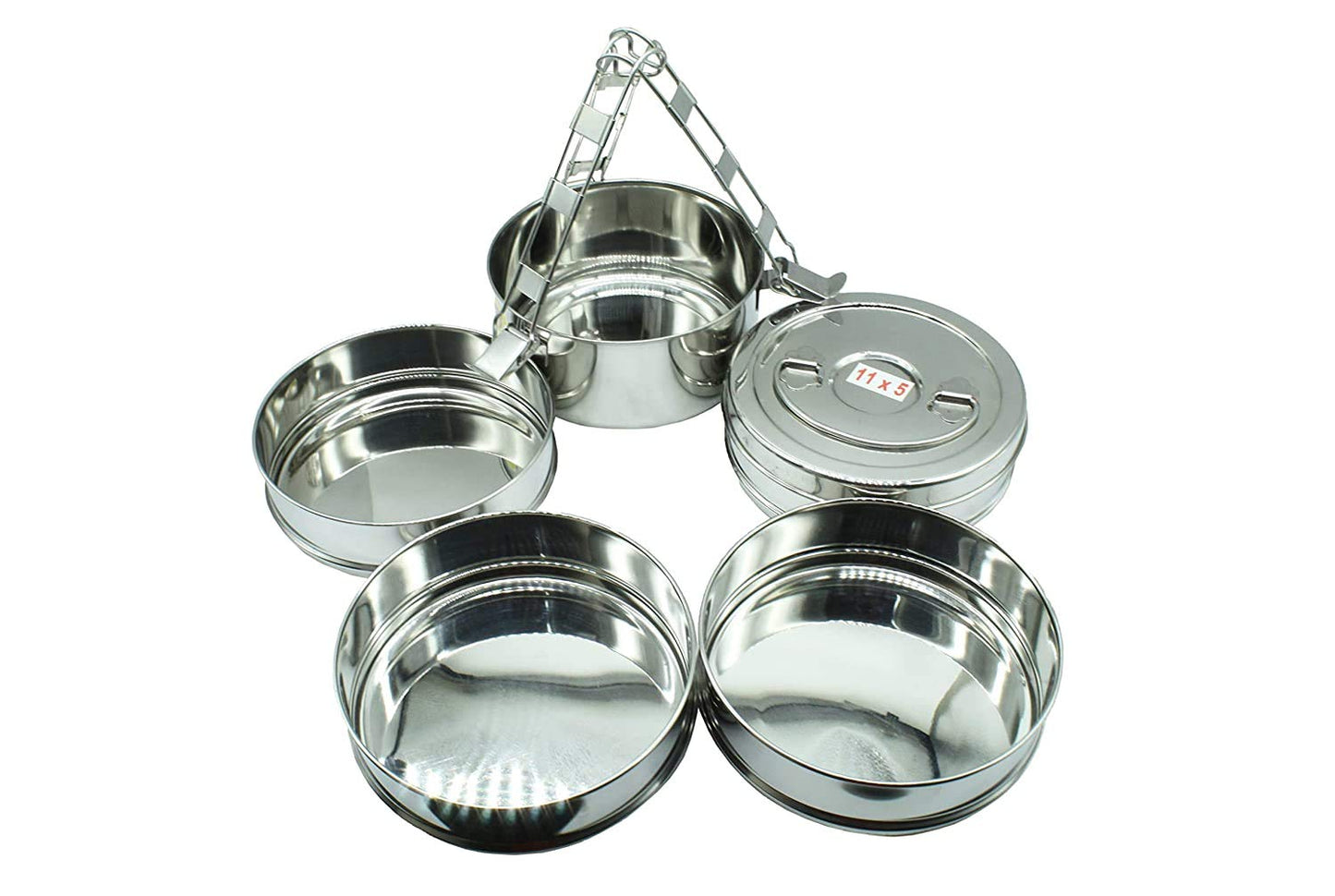5 Tier Stainless Steel (Size: 11x5) Lunch Box | Tiffin Box