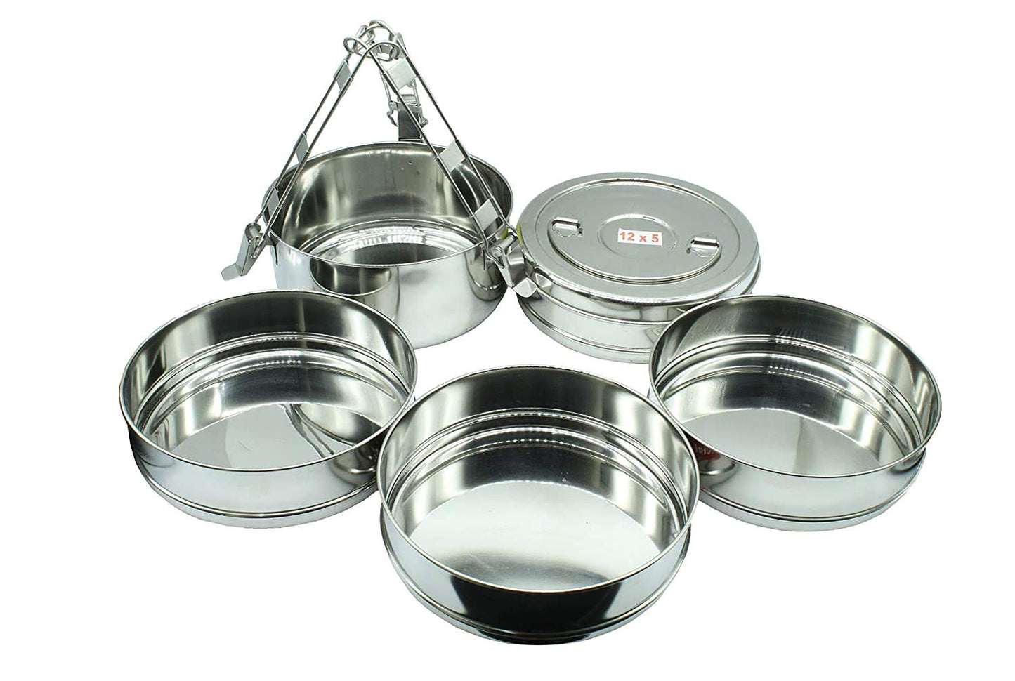 Stainless Steel 5 Tier Lunch Box | Tiffin Box (Size: 12x5)