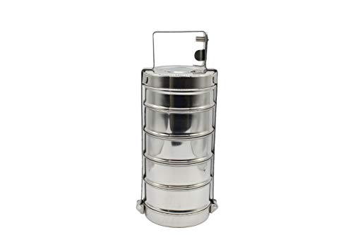 5 Tier Stainless Steel Lunch Carrier | Tiffin Box - Tall