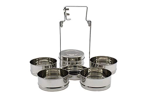 5 Tier Stainless Steel Lunch Carrier | Tiffin Box - Wide
