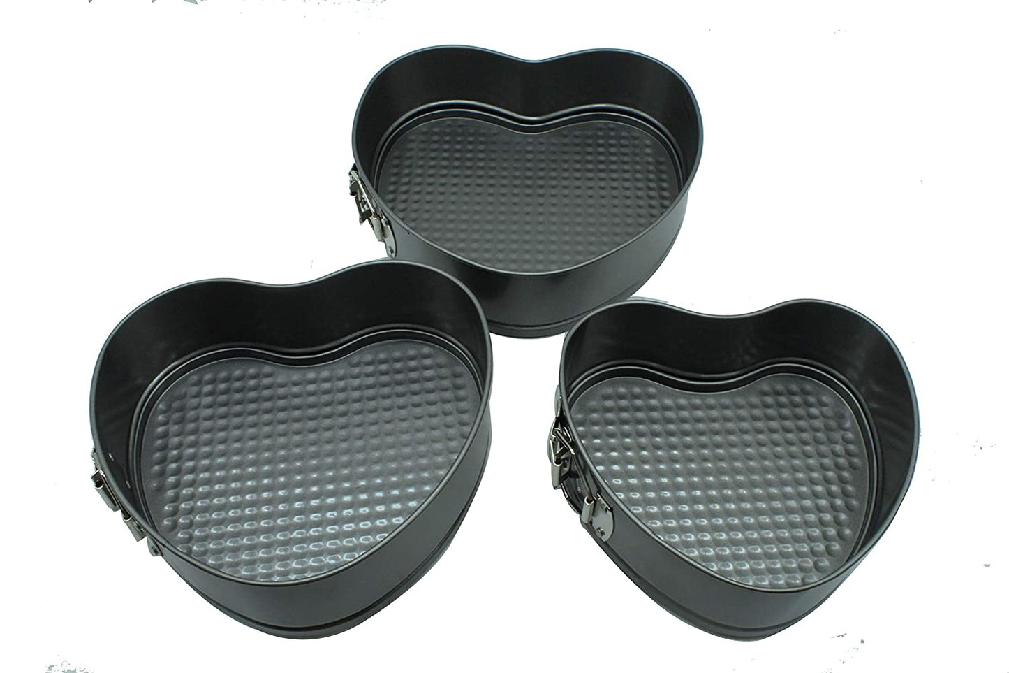 Carbon Steel Heart Shape Cake Mould | Baking Pan (Set of 3 Pcs)