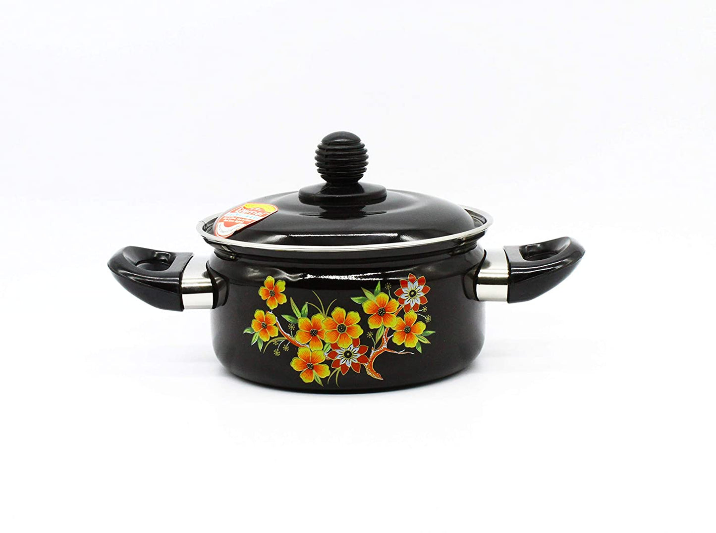 Cook and Serve Carbon Steel 1.5 litres Enamel Pot (Black)