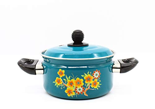 Cook and Serve Carbon Steel 2 litres Enamel Pot (Blue)