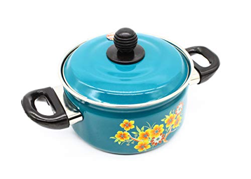 Cook and Serve Carbon Steel 2 litres Enamel Pot (Blue)