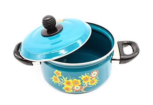 Cook and Serve Carbon Steel 2 litres Enamel Pot (Blue)
