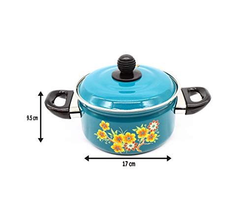Cook and Serve Carbon Steel 2 litres Enamel Pot (Blue)