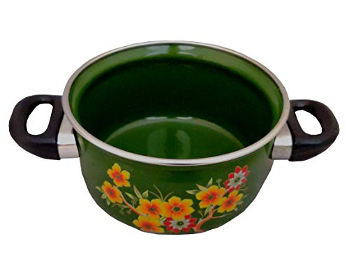 Cook and Serve Carbon Steel Enamel Pot 1.2Ltr (Green)