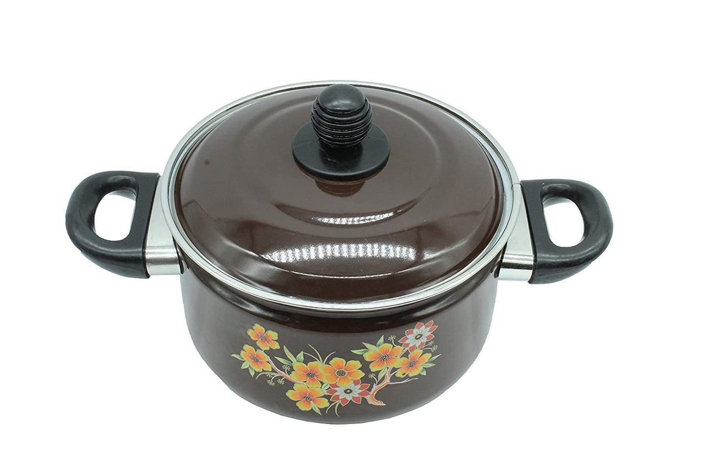 Cook and Serve Carbon Steel Enamel Pot 2500ml (Coffee Brown)