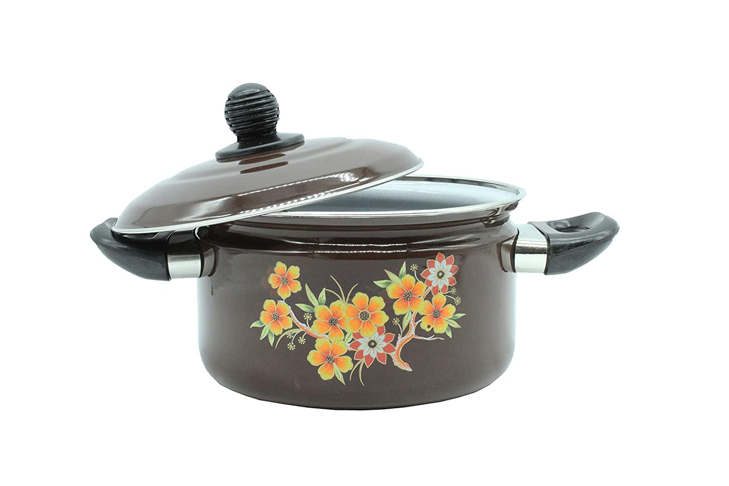 Cook and Serve Carbon Steel Enamel Pot 2500ml (Coffee Brown)