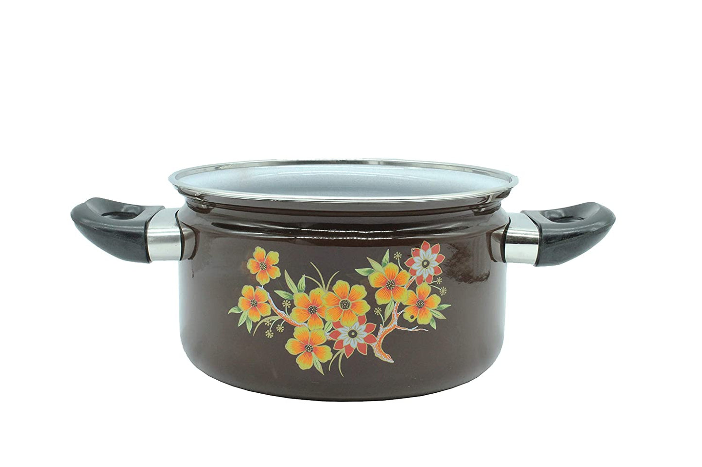 Cook and Serve Carbon Steel Enamel Pot 2500ml (Coffee Brown)