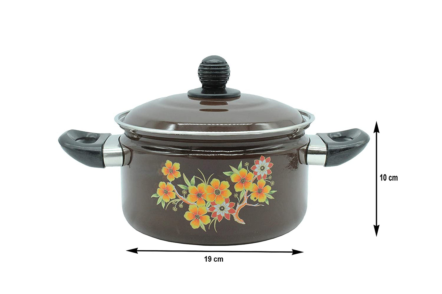 Cook and Serve Carbon Steel Enamel Pot 2500ml (Coffee Brown)