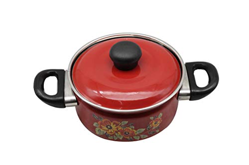 Eternal Carbon Steel Cook and Serve Enamel Pot 1.5 litres (Red)