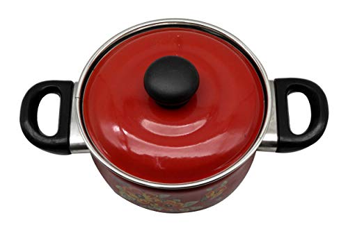 Eternal Carbon Steel Cook and Serve Enamel Pot 1.5 litres (Red)
