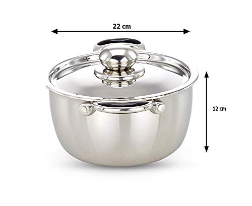 Evasilva Triply Casserole | Cook & Serve Dish With Lid 22cm | 3.25 Litres