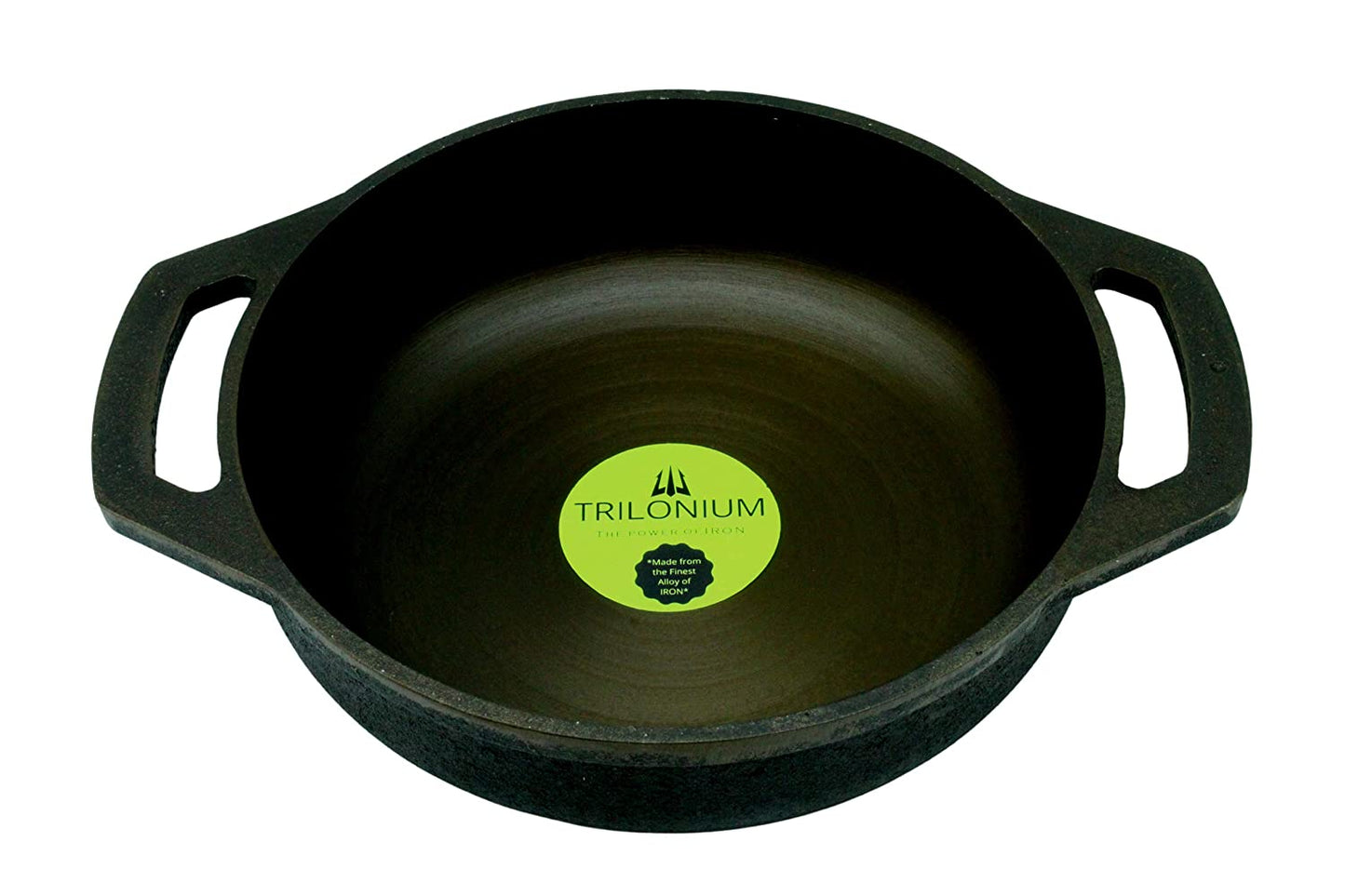 Fe+ Pre-Seasoned Cast Iron Flat Bottom Kadhai | Wok (Induction Compatible)