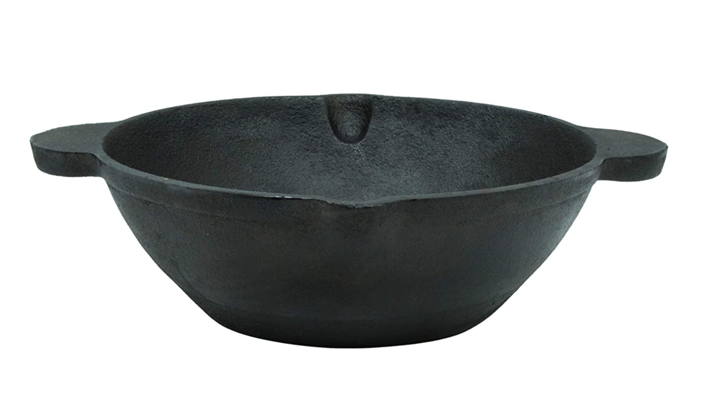 Fe+ Pre-Seasoned Cast Iron Kadhai | Wok 10 Inches (Induction Compatible)