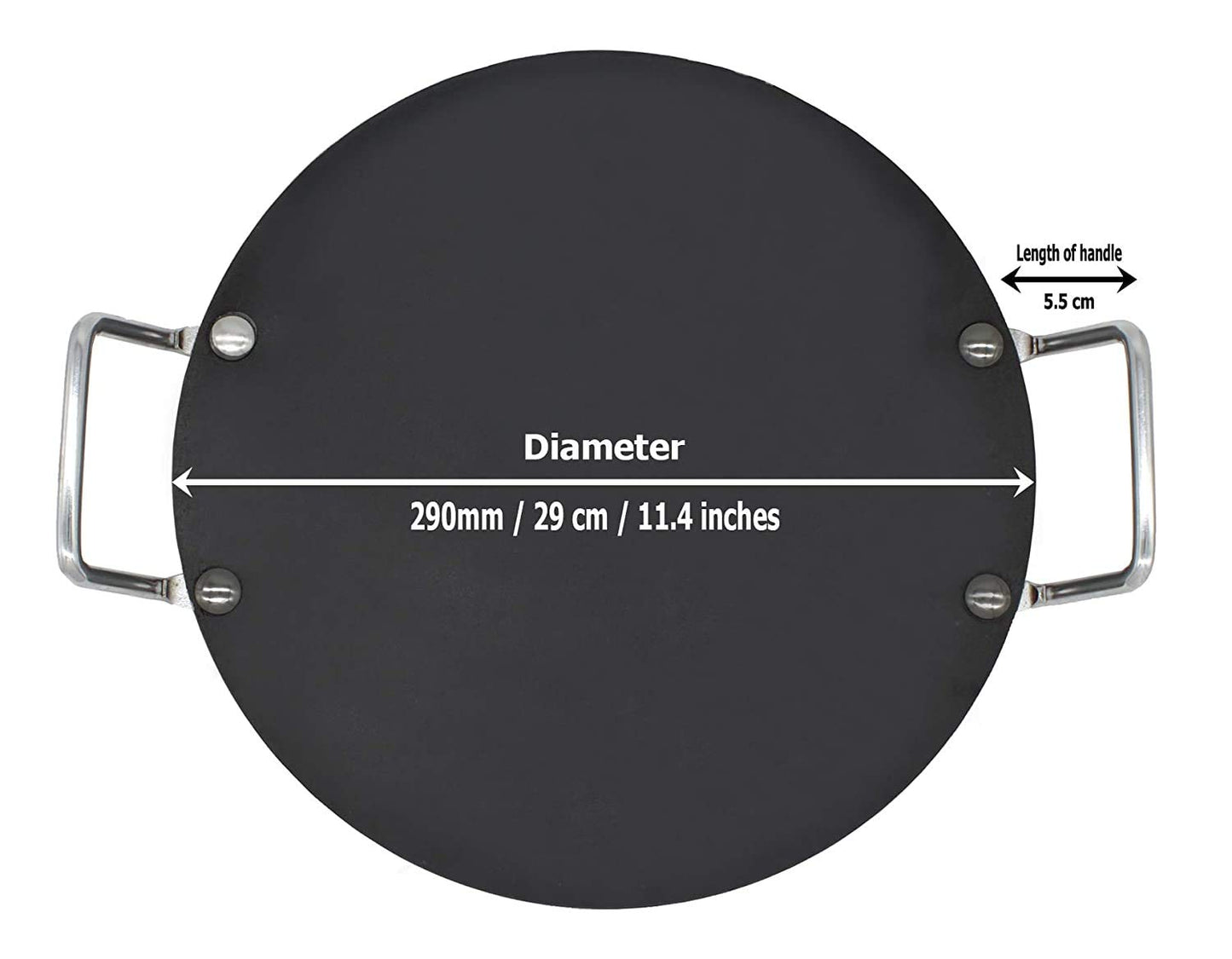 Fe+ Pre-Seasoned Mild Carbon Steel | Iron Round Concave Dosa | Roti Tawa 29cm (Thickness-3mm)