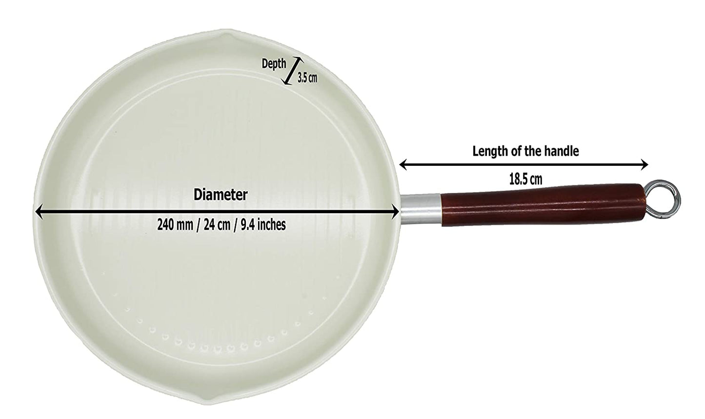 Ceramic Carbon Steel | Light Weight Iron Grill Pan 24 cm