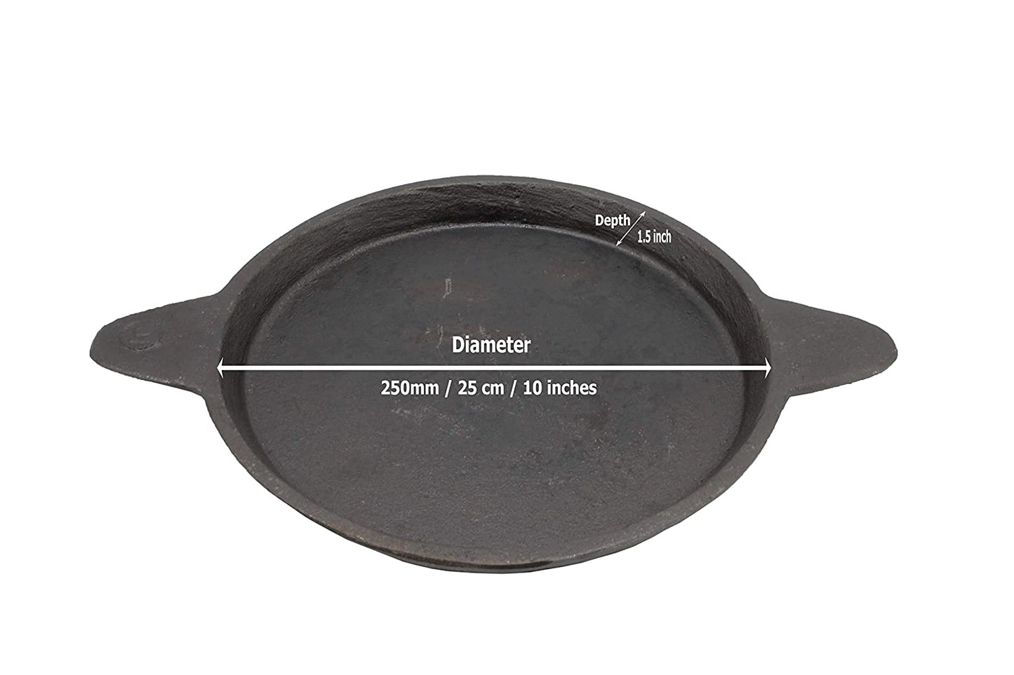 Pre-Seasoned Cast Iron Tawa | Fry pan 25cm | Depth-1.5 Inch (DT)-Induction Compatible