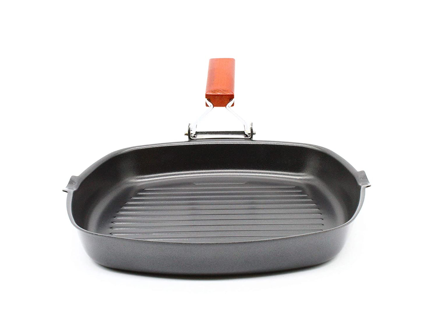 Nonstick Carbon Steel | Light Weight Iron Grill Pan 24cm With Foldable Handle