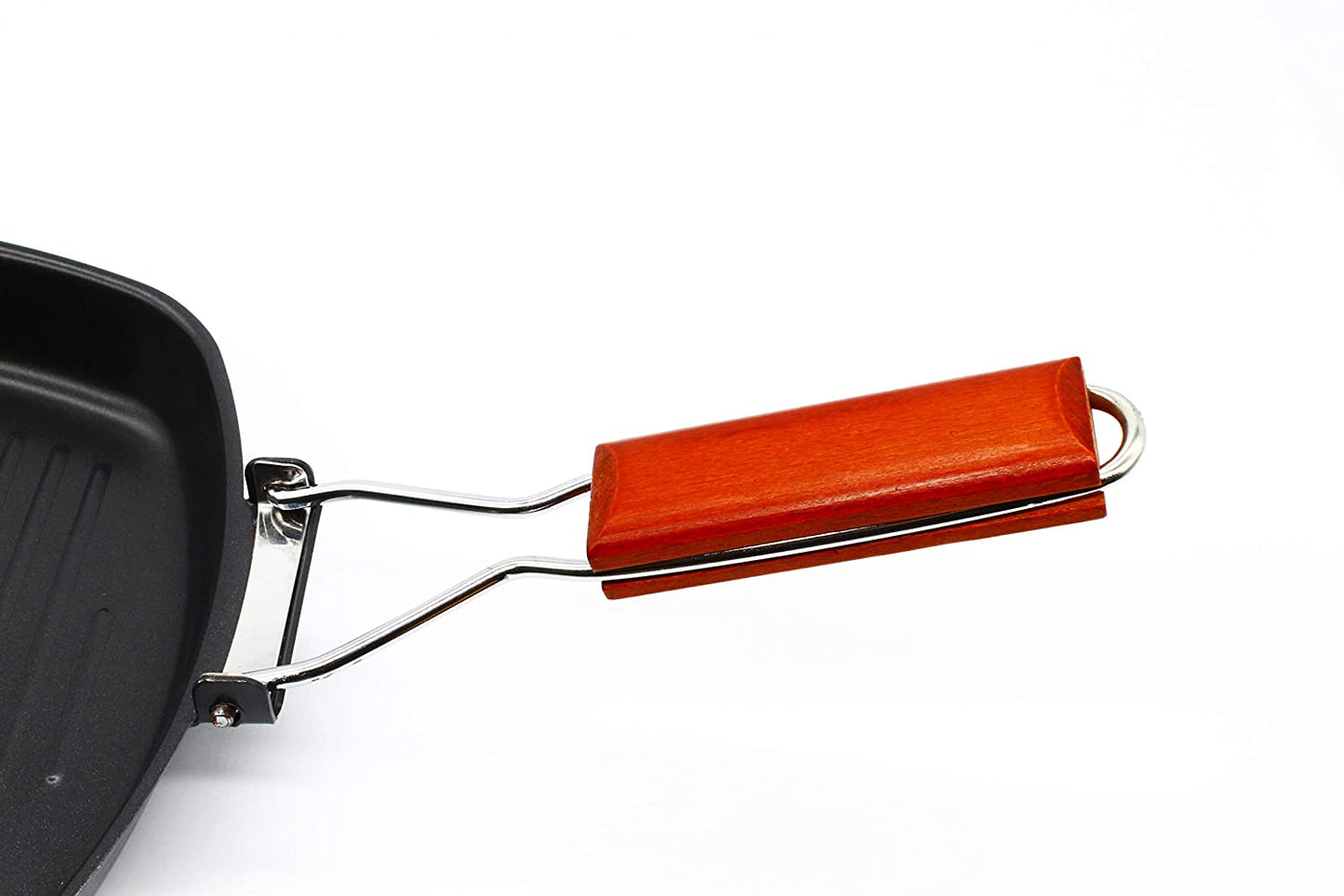 Nonstick Carbon Steel | Light Weight Iron Grill Pan 24cm With Foldable Handle