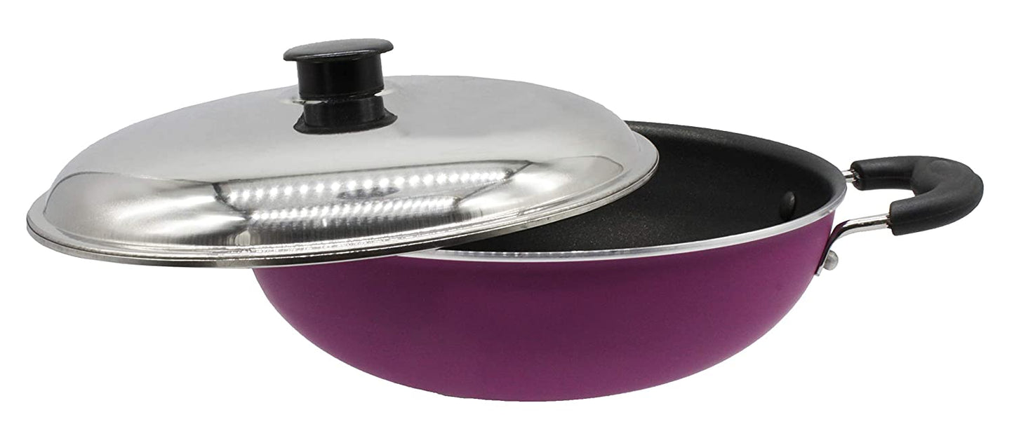 Nonstick Kadhai With Stainless Steel Lid 21cm