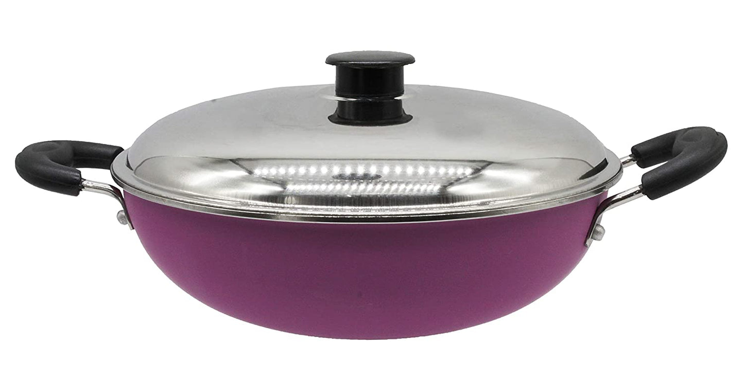 Nonstick Kadhai With Stainless Steel Lid 21cm