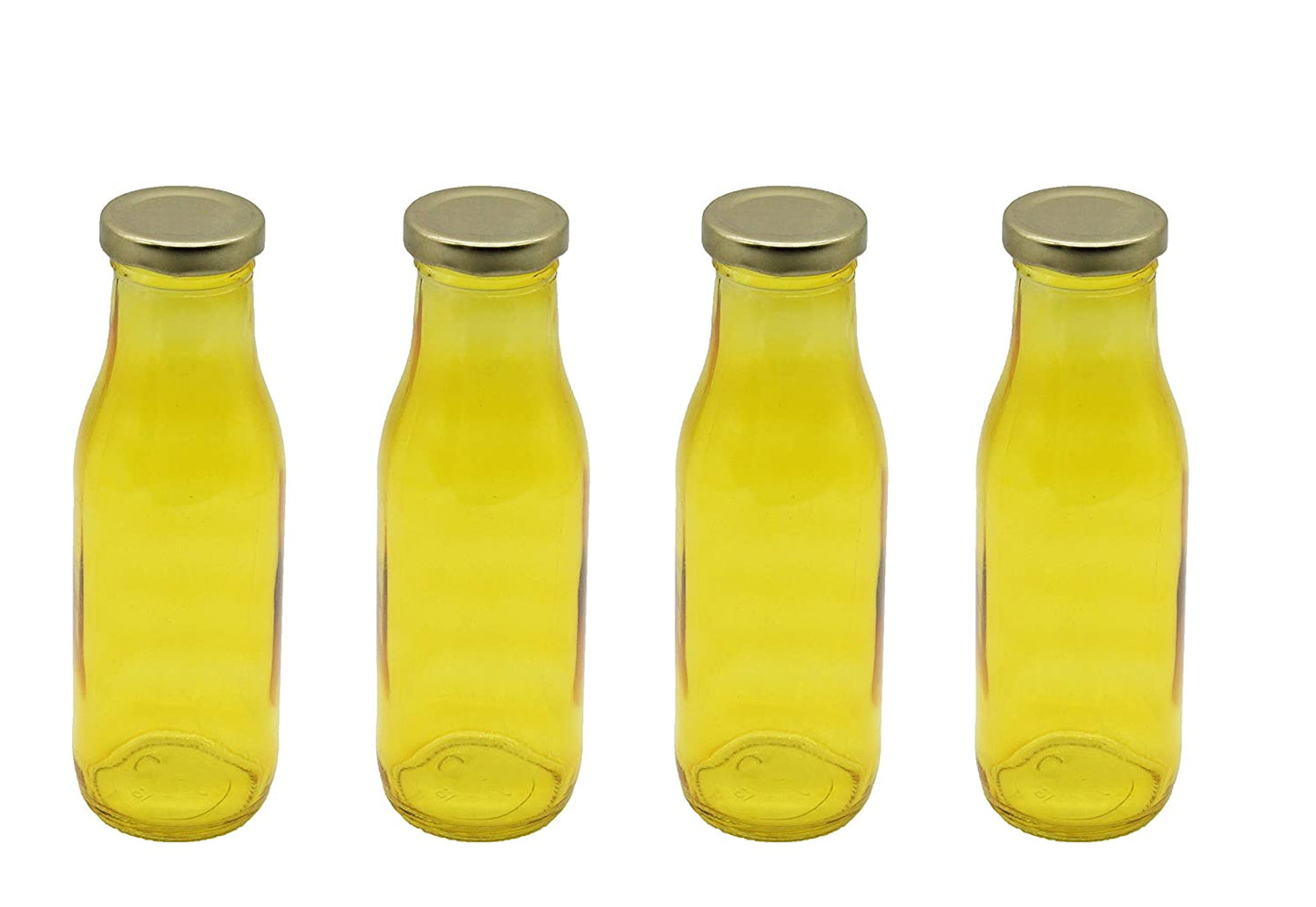 Glass Milk Bottle 300ml | Yellow-Set of 4 Pcs