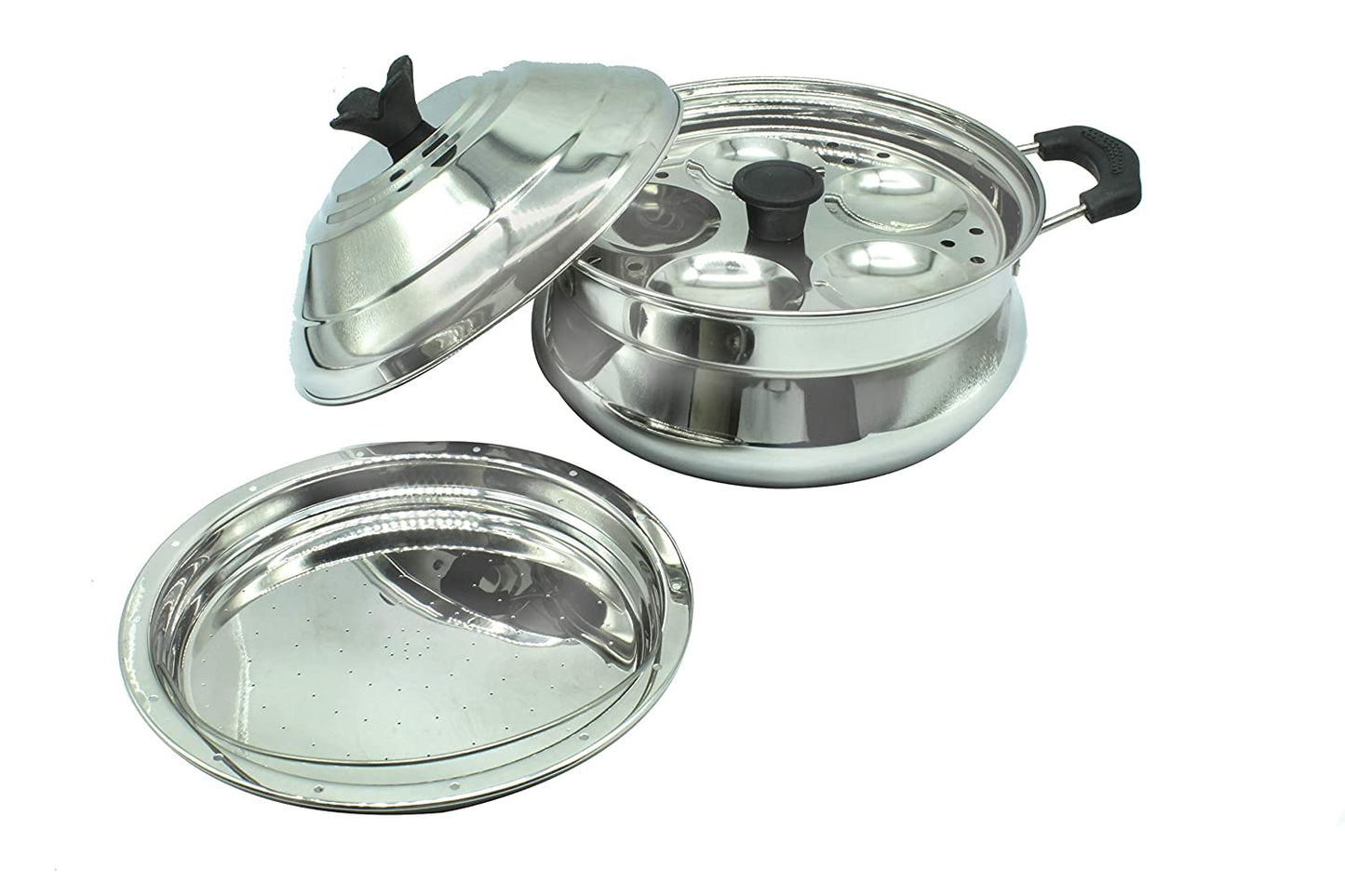 Stainless Steel 15 Idlies Multi Steamer Idli Pot 3 Plates | 1 Steamer Plate (Induction Compatible)