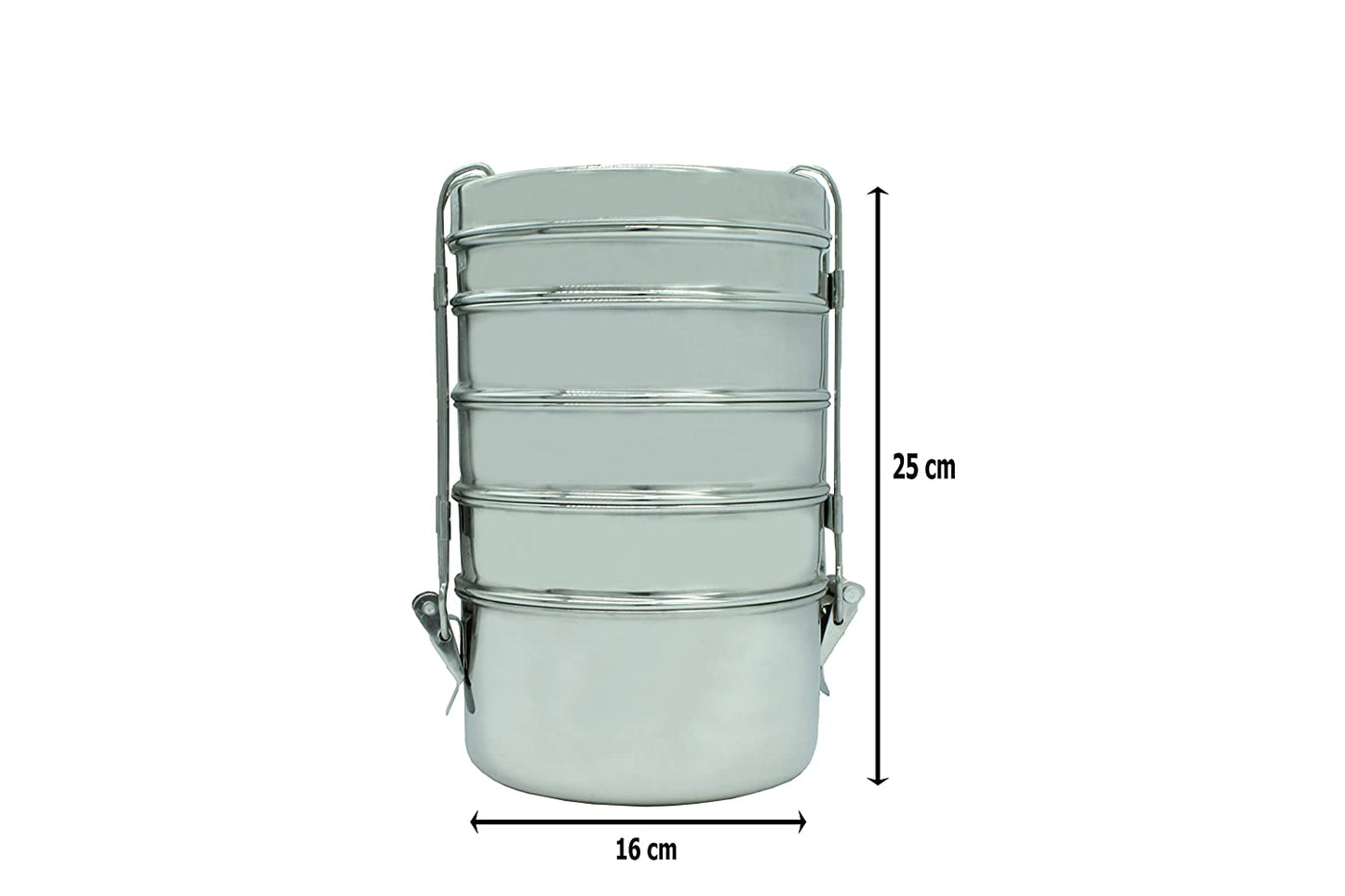 Stainless Steel 5 Tier Lunch Box | Tiffin Carrier (Size:10x5)