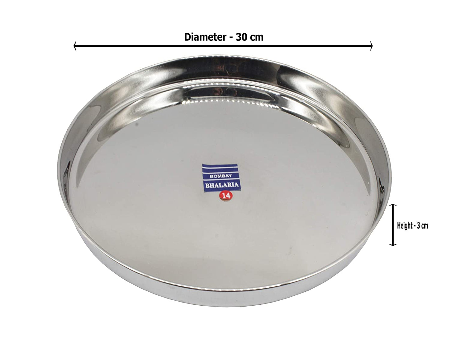 Stainless Steel Beading Edge Apple Thali Set of 4 Pcs - No:14 (30cm)