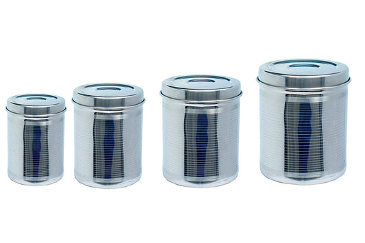 Stainless Steel Canister Set Of 4 Pcs - 600 ml, 900 ml, 1200 ml, 1600 ml