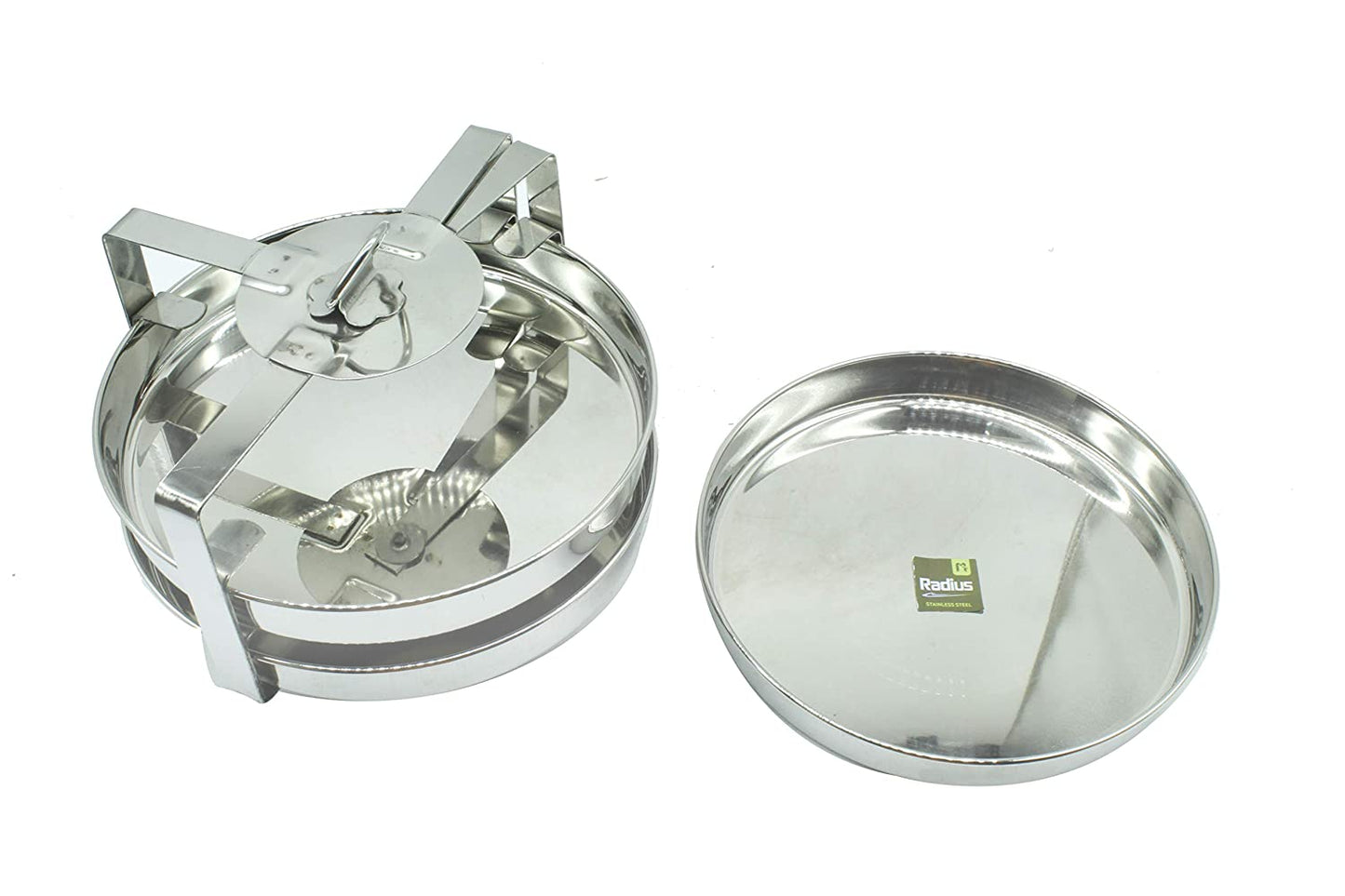 Stainless Steel Dhokla | Thattai Idli Stand for Pressure Cooker - 3 Plates (Wide)