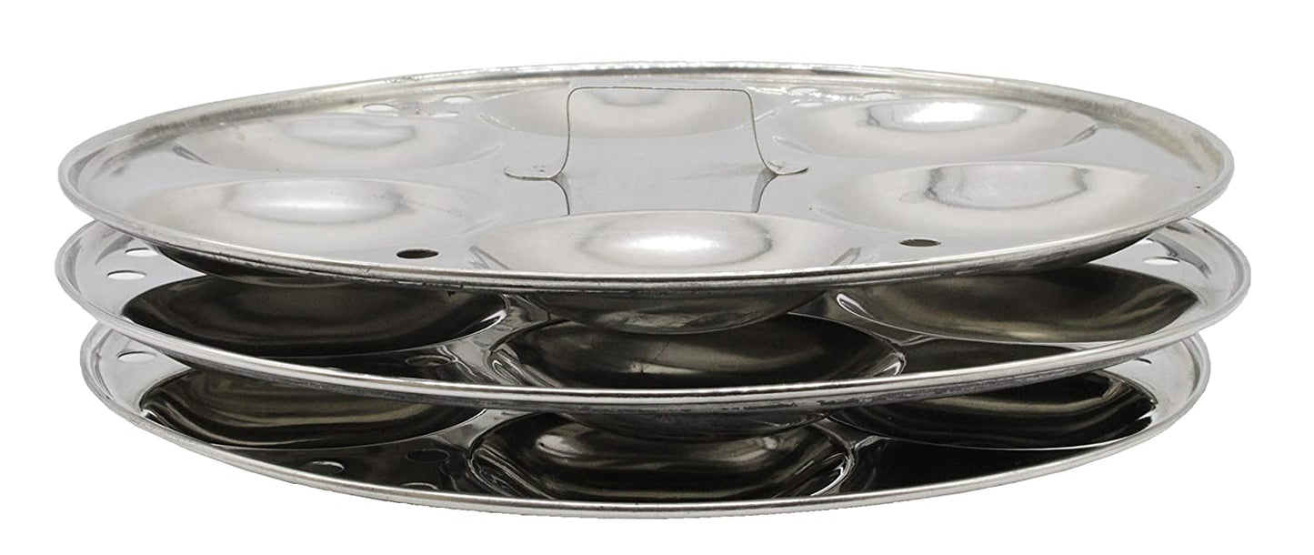 Stainless Steel Idly Panai Induction Base With 3 Idly Plates (18 Idlies)