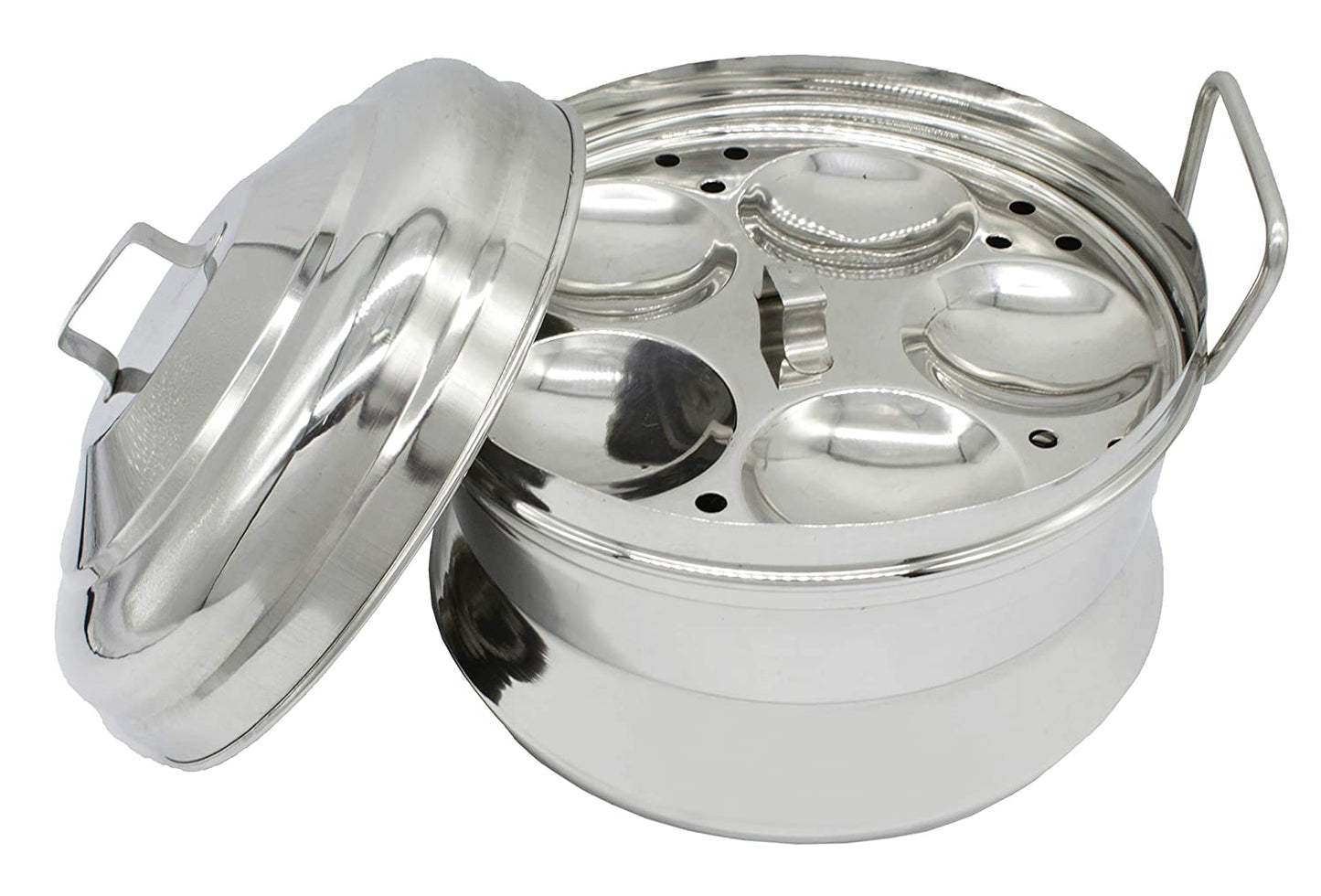 Stainless Steel Idly Panai With 2 Idly Plates (Steams 9 Idlies)