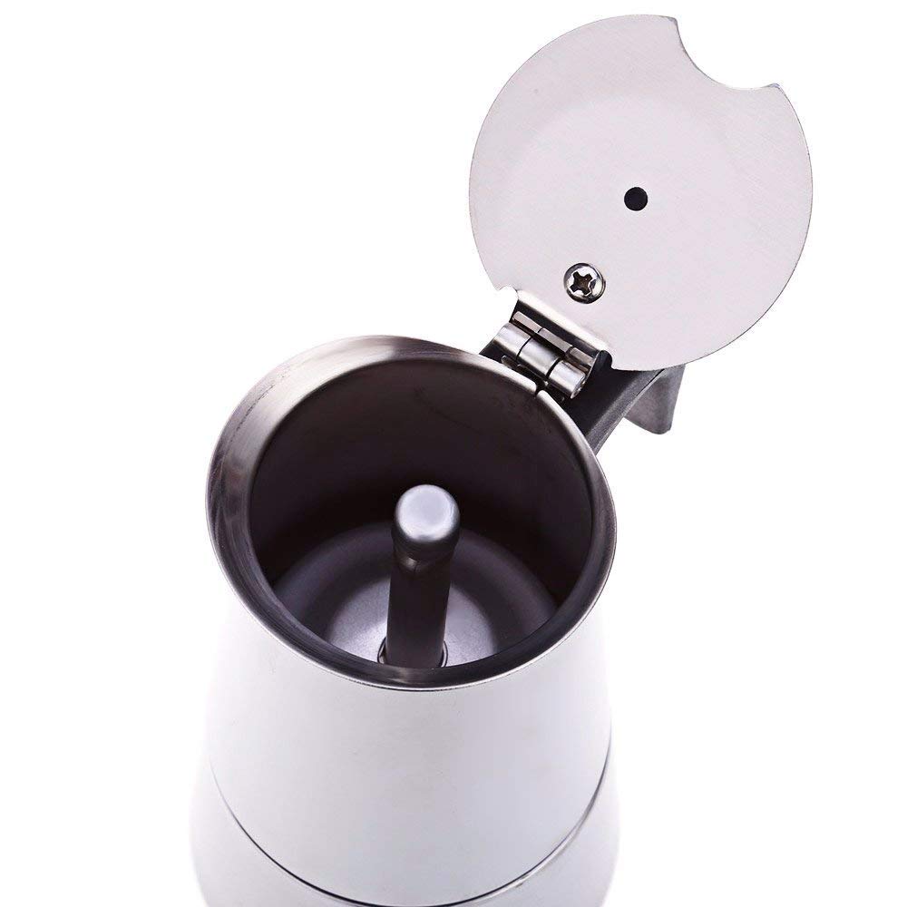 Stainless Steel Moka Expresso Coffee Pot (Works on Induction Cooktops)