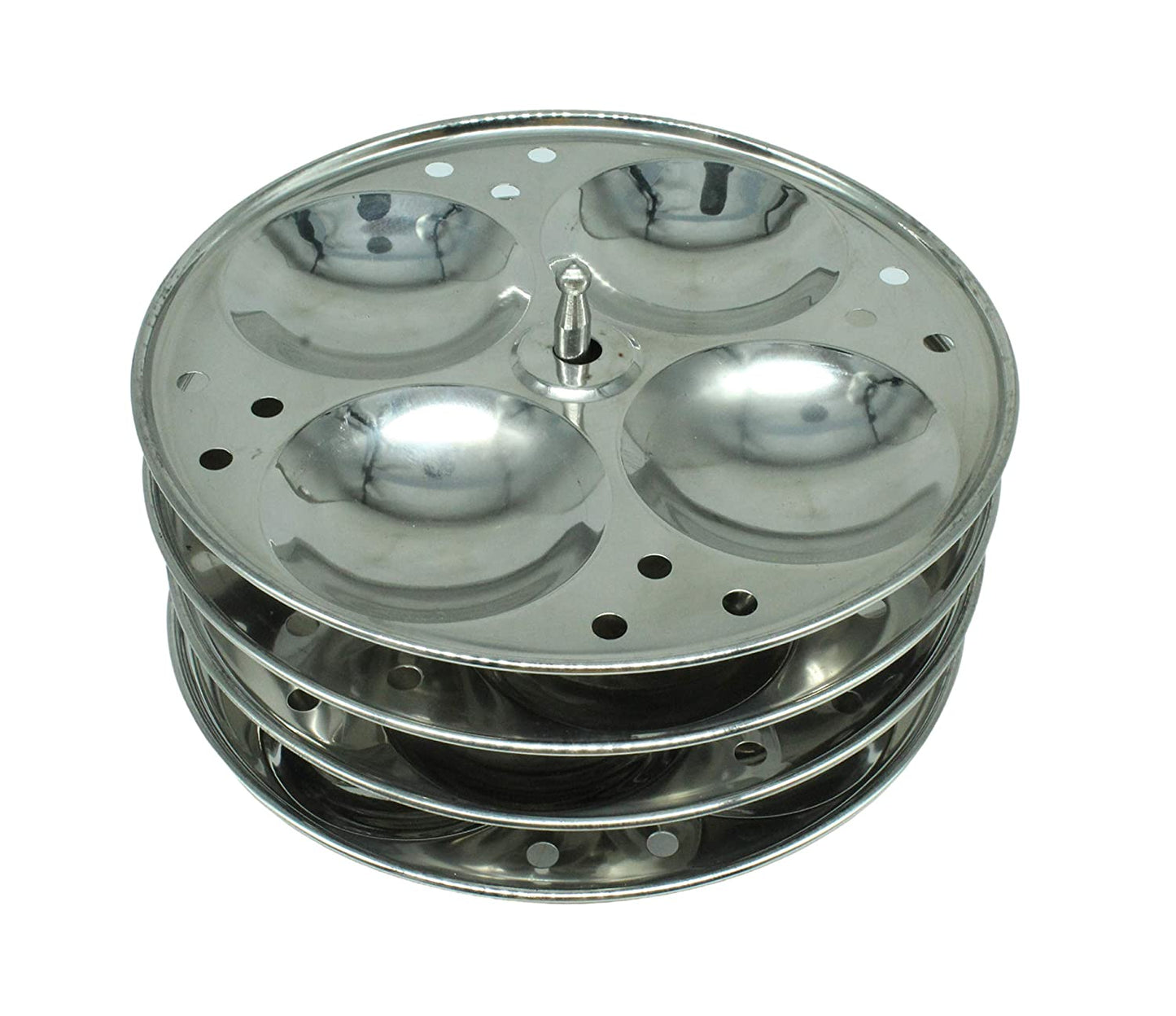 Stainless Steel Multi Steamer Different Shapes Idli Maker 4 Idli Plates (16 idlies) | 1 Square Shape Idli Plate | 1 Heart Shape Idli Plate | 1 Mini Idli Plate | 1 Steamer Plate