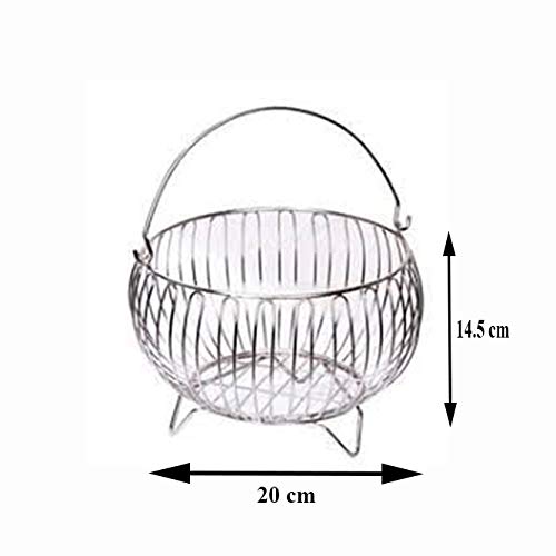 Stainless Steel Natural Fruit Basket With Handle (No: 2)-Medium