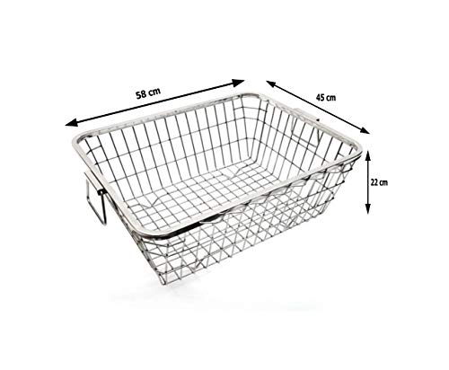 Stainless Steel Rectangular Pipe Tokra | Dish Draining Basket Small No: 2 | Size: (22.5 * 17.5 * 8.5 inch)