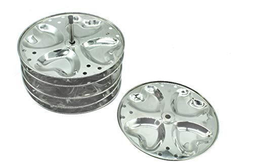 Stainless Steel Xtra Deep Idly Stand With Heart Shaped Idly Plates (6 Plates | 24 Idlies)