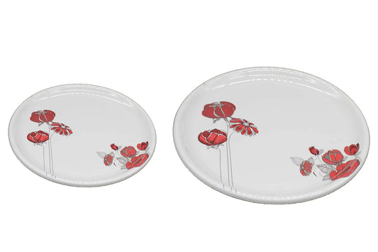 Melamine 4 Pcs Full Size 11 Inch Plates and 4 Pcs Quarter Size Melamine Plates No.5