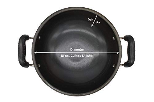 Fe+ Pre-Seasoned Iron Deep Kadhai with Lid 21.5cm