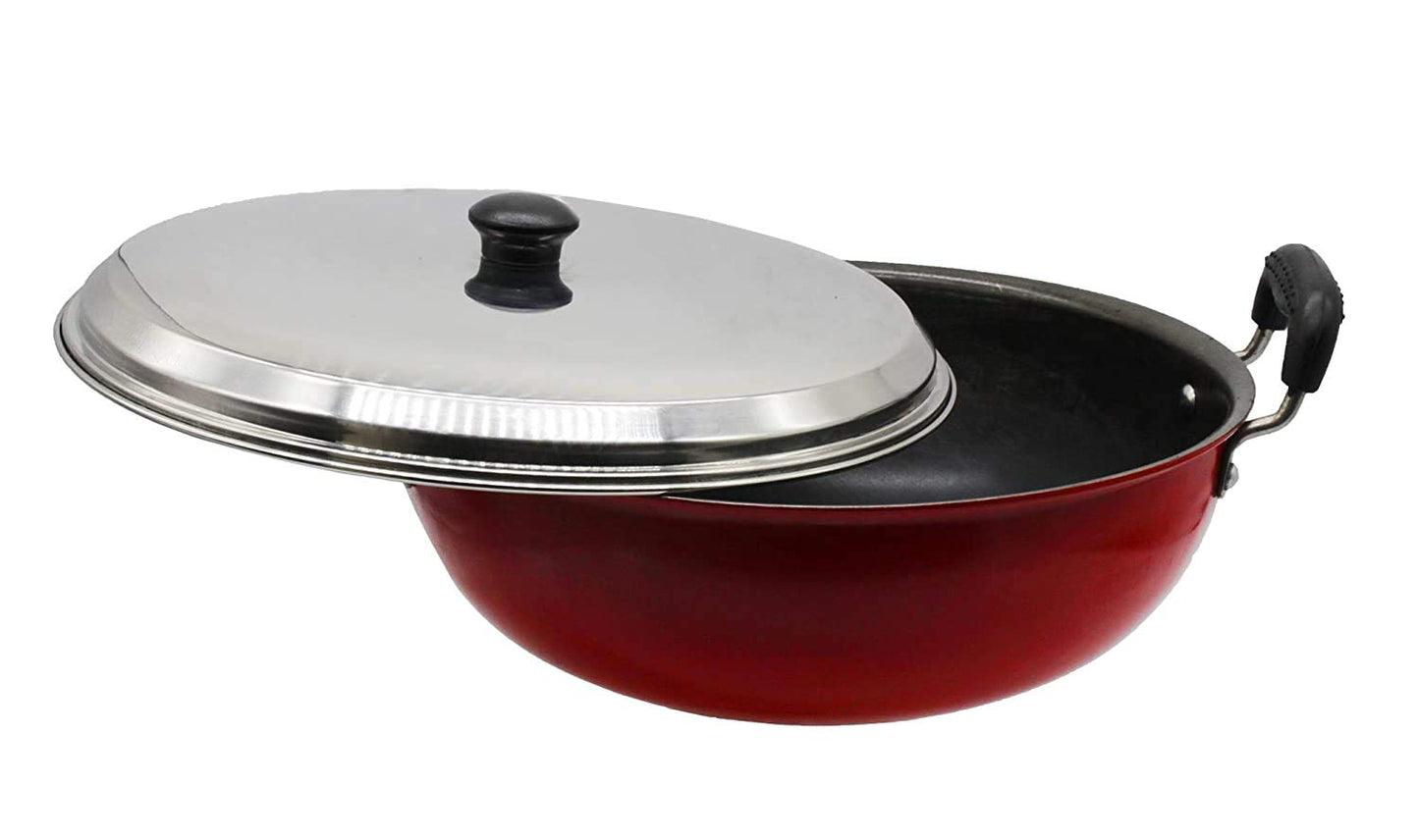 Fe+ Pre-Seasoned Iron Deep Kadhai with Lid 25.5cm