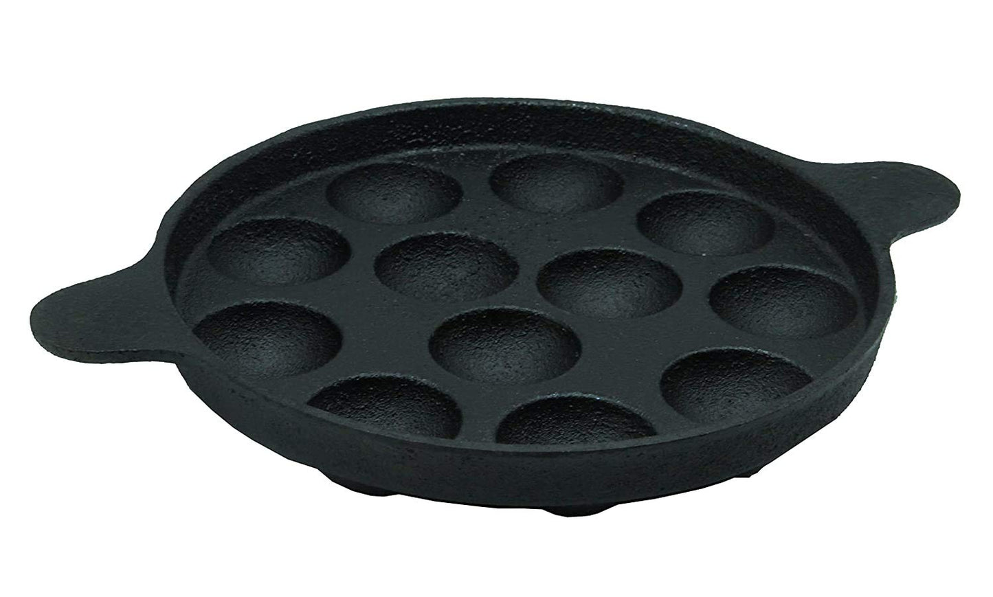 Fe+ Pre-Seasoned Cast Iron Paniyaram | Paddu Pan (12 Pits | Round)