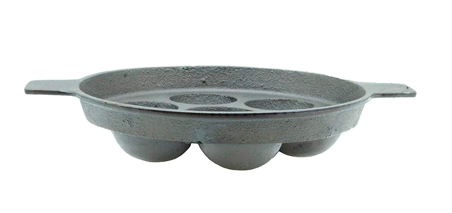 Fe+ Pre-Seasoned Cast Iron Paniyaram | Paddu Pan (7 Pits | Round)