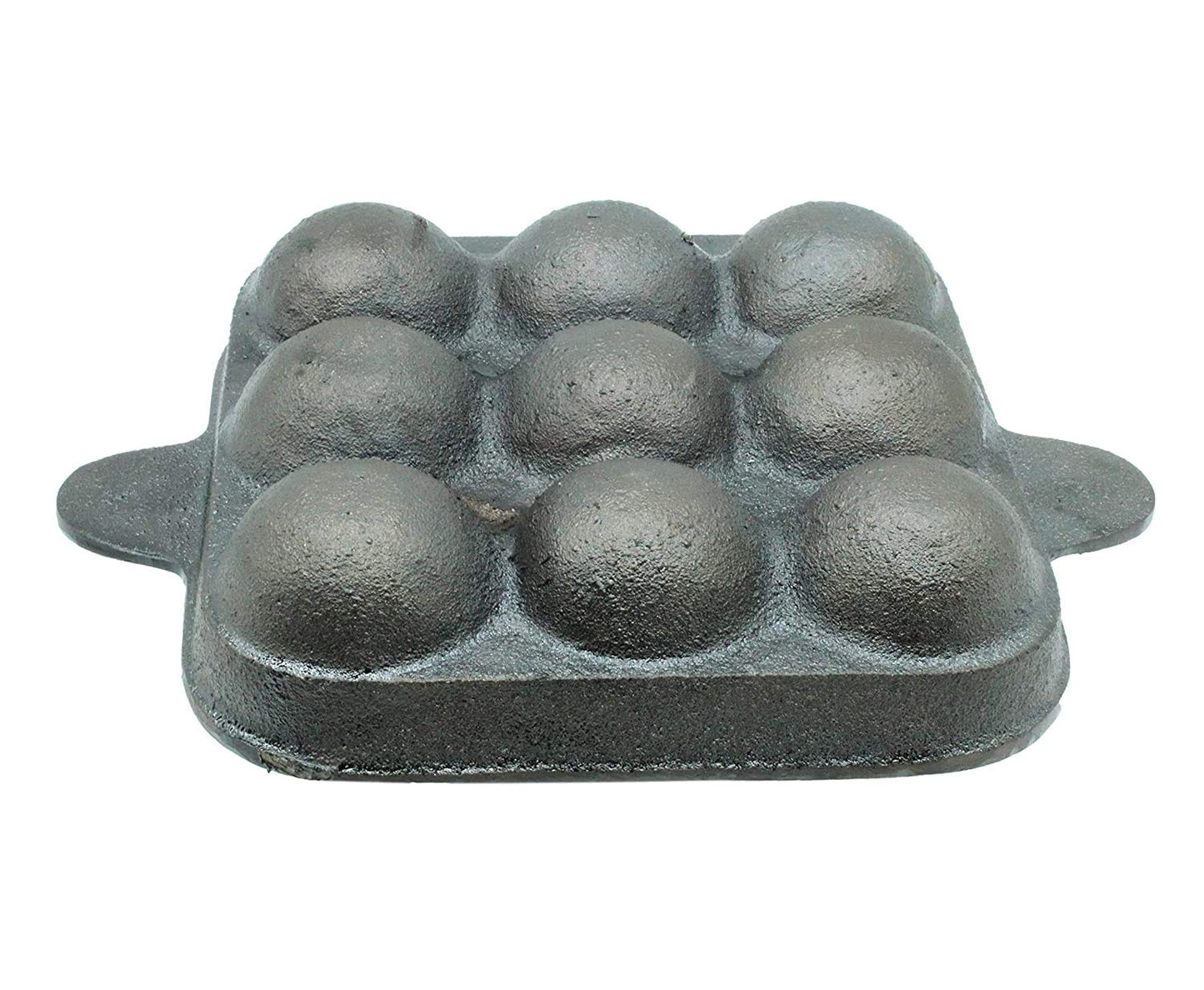 Fe+ Pre-Seasoned Cast Iron Paniyaram | Paddu Pan (9 Pits | Square)