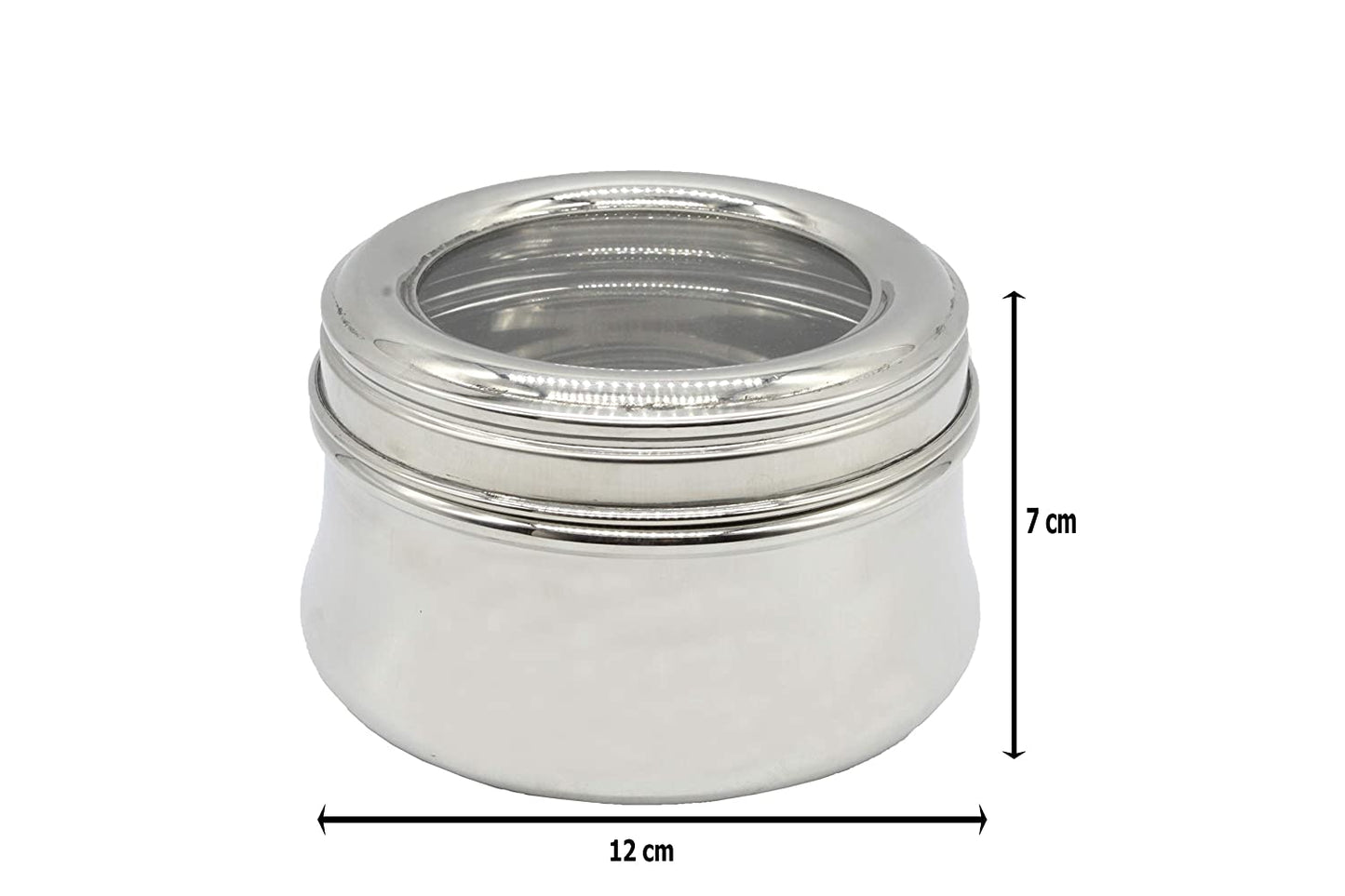 Stainless Steel See Through lid Lily Lunch Box | Dabba (12cm) 600ml - Set of 2Pcs.