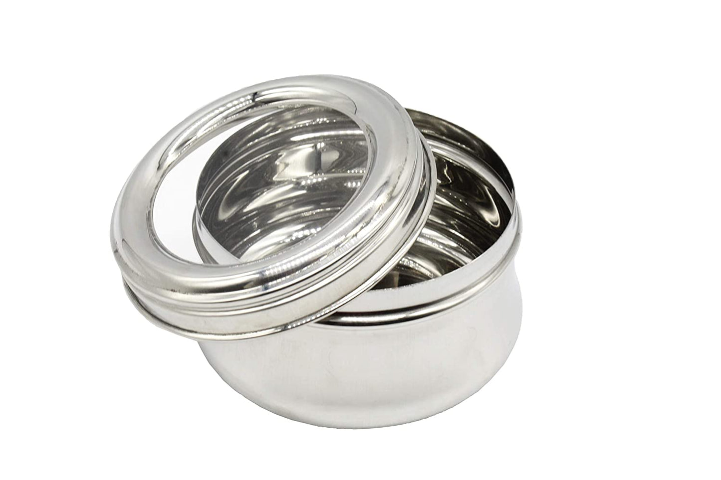 Stainless Steel See Through lid Lily Lunch Box | Dabba (12cm) 600ml - Set of 2Pcs.