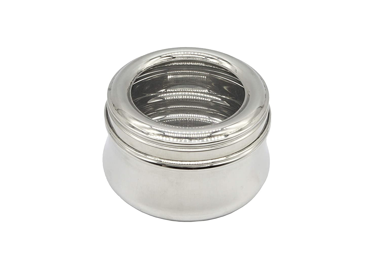 Stainless Steel See Through lid Lily Lunch Box | Dabba (12cm) 600ml - Set of 2Pcs.