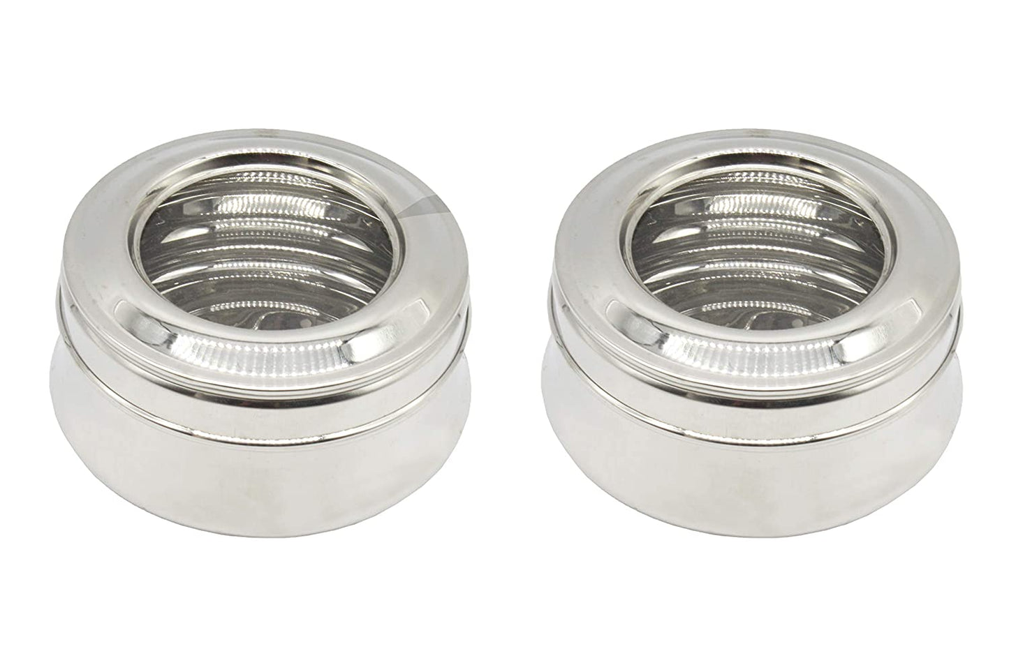 Stainless Steel See Through lid Mili Lunch Box/Dabba (11.5cm) 350ml - Set of 2Pcs.